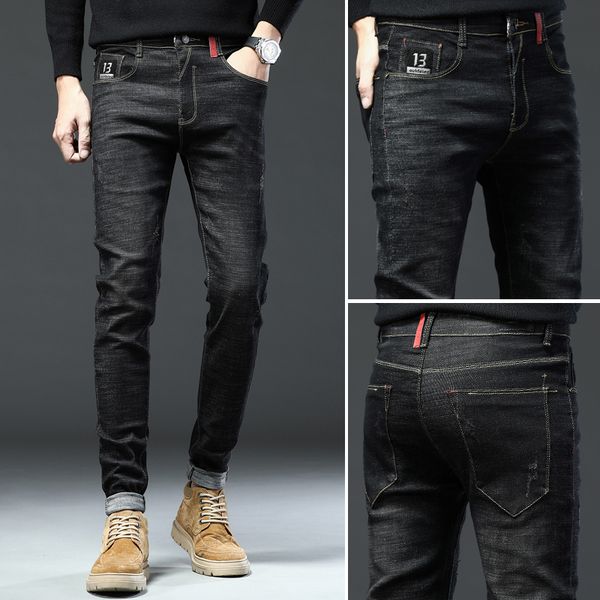voreloce classic red leather buckle creative design men's slim jeans 2021 spring brand clothing cotton stretch denim jeans black q0105, Black;white
voreloce classic red leather buckle creative design men's slim jeans 2021 spring brand clothing cotton stretch denim jeans black q0105, Black;white