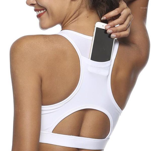 gym clothing stretch sports bra women padded tank running yoga phone pocket workout1, White;black
gym clothing stretch sports bra women padded tank running yoga phone pocket workout1, White;black