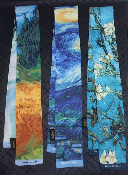 120 * 9cm new gogh oil painting series twill weave silk silk scarf ribbon neckerchief waistband scarf, Blue;gray
120 * 9cm new gogh oil painting series twill weave silk silk scarf ribbon neckerchief waistband scarf, Blue;gray