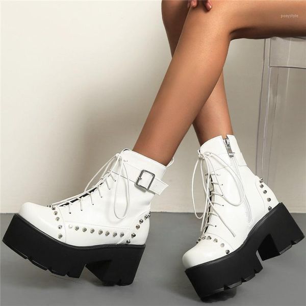 boots punk rivets shoes women lace up high heel ankle female round toe chunky platform pumps goth creepers casual1, Black
boots punk rivets shoes women lace up high heel ankle female round toe chunky platform pumps goth creepers casual1, Black