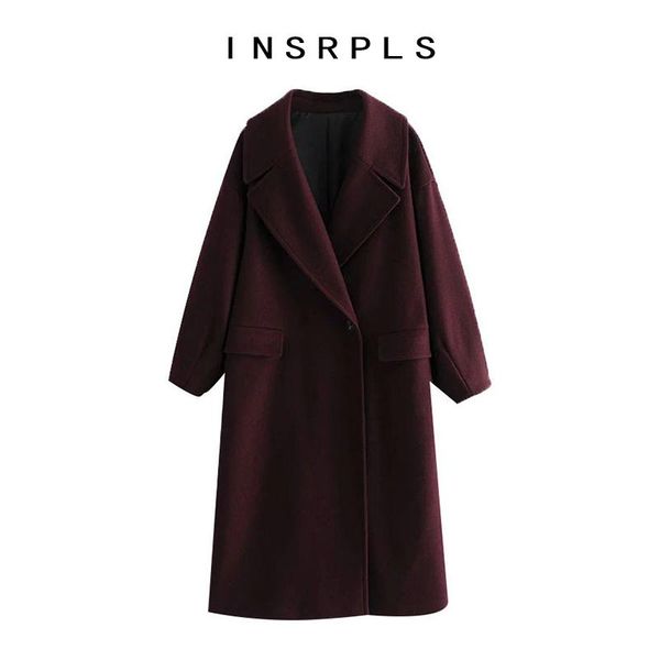 women's wool & blends insrpls women fashion single button oversized woolen coat vintage lantern sleeve pockets female outerwear chic ov, Black
women's wool & blends insrpls women fashion single button oversized woolen coat vintage lantern sleeve pockets female outerwear chic ov, Black