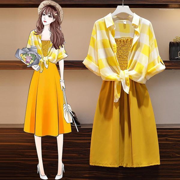 casual dresses big yards grid jacket yellow shirt & dress leisure skirt shoulder-straps two-piece suit women outfit set clothing suit1, Black;gray
casual dresses big yards grid jacket yellow shirt & dress leisure skirt shoulder-straps two-piece suit women outfit set clothing suit1, Black;gray