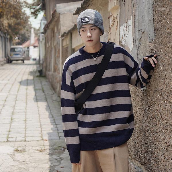 sweater men autumn and winter casual loose striped pullover sweater men's, White;black
sweater men autumn and winter casual loose striped pullover sweater men's, White;black