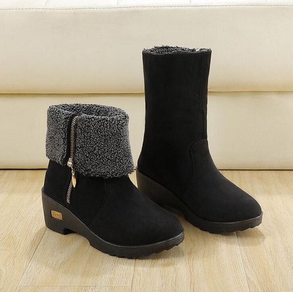 women's snow boot 2020 winter suede leather female shoes woman warm winter boots ankle boots for women wedges shoes boot, Black
women's snow boot 2020 winter suede leather female shoes woman warm winter boots ankle boots for women wedges shoes boot, Black