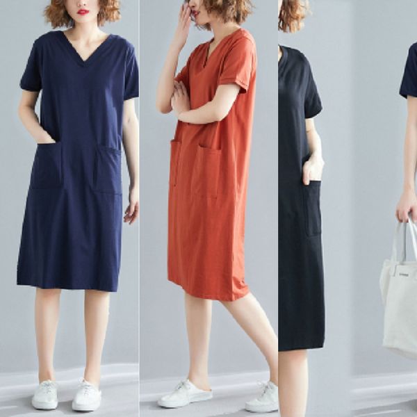 large size loose slimming 2020 spring and summer dress new fat mm women's short sleeve mid-length solid color dress sh7kl, White
large size loose slimming 2020 spring and summer dress new fat mm women's short sleeve mid-length solid color dress sh7kl, White