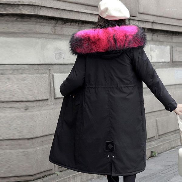 women's down & parkas mid length slim cotton coat 2021 winter fashion big fur collar padded jacket thickened loose warm overcoat hooded, Black
women's down & parkas mid length slim cotton coat 2021 winter fashion big fur collar padded jacket thickened loose warm overcoat hooded, Black