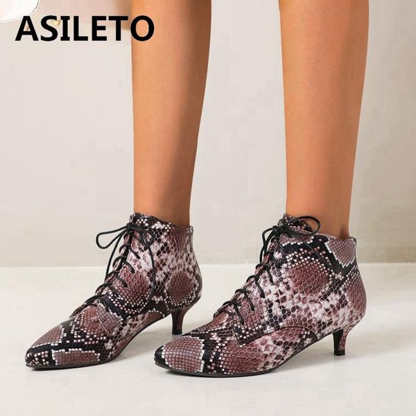 asileto women ankle boots elegant pointed toe thin heels 4cm pu short plush snake skin lace-up big size 34-46 winter red b2145, Black
asileto women ankle boots elegant pointed toe thin heels 4cm pu short plush snake skin lace-up big size 34-46 winter red b2145, Black