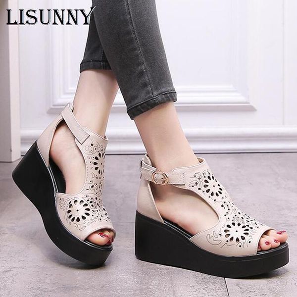 sandals lisunny 2021 summer wedges heels thick sole platform women shoes genuine leather buckle casual sandals1, Black
sandals lisunny 2021 summer wedges heels thick sole platform women shoes genuine leather buckle casual sandals1, Black