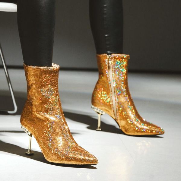 fashion sequins ankle boots woman pointed toe thin heel dress wedding short boots female black gold sliver zipper shoes
fashion sequins ankle boots woman pointed toe thin heel dress wedding short boots female black gold sliver zipper shoes