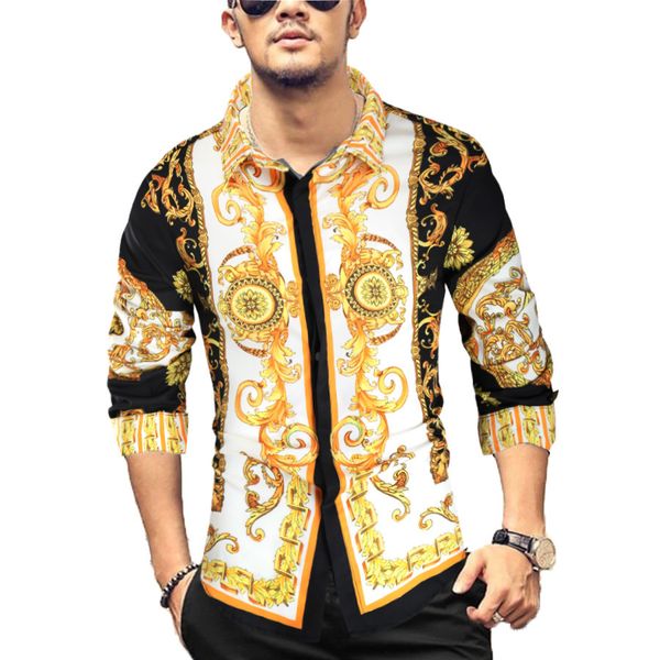 2020 autumn new long sleeve european fashion digital printing shirt men's, White;black
2020 autumn new long sleeve european fashion digital printing shirt men's, White;black