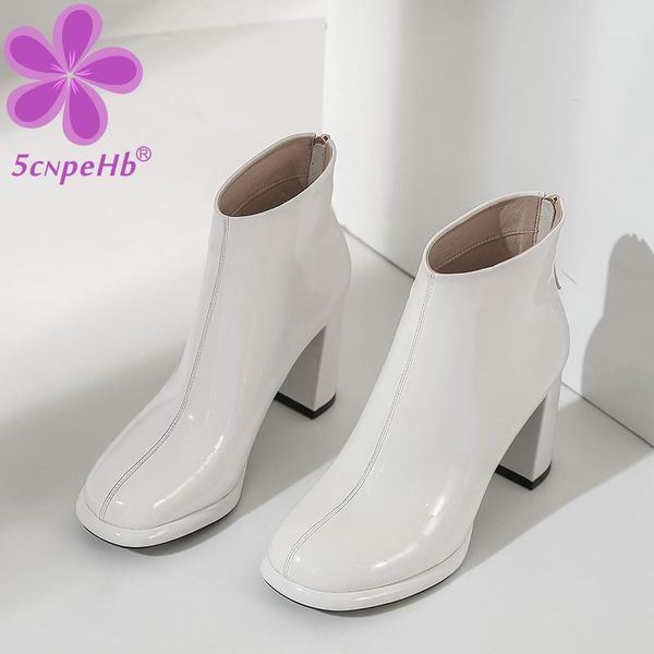 women bright cowhide leather boots patent leather short tube thick heel waterproof platform back zipper winte shoes 20201, Black
women bright cowhide leather boots patent leather short tube thick heel waterproof platform back zipper winte shoes 20201, Black