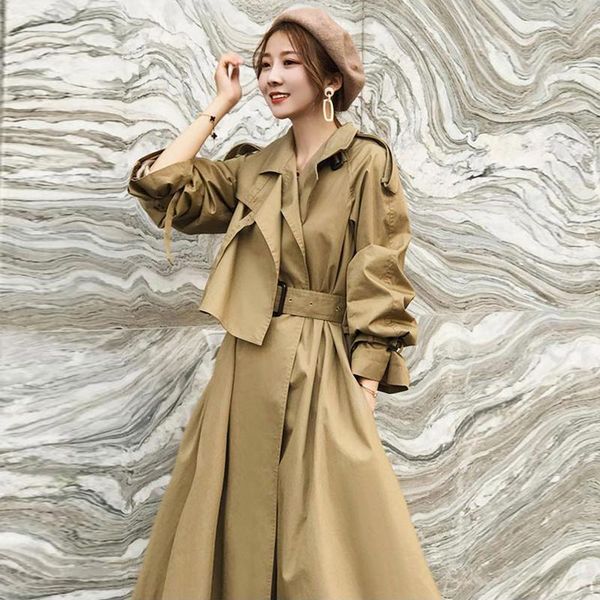 women's trench coats women coat 2021 autumn casual belt waist long turn down collar sleeve windbreaker fashion outwear, Tan;black
women's trench coats women coat 2021 autumn casual belt waist long turn down collar sleeve windbreaker fashion outwear, Tan;black