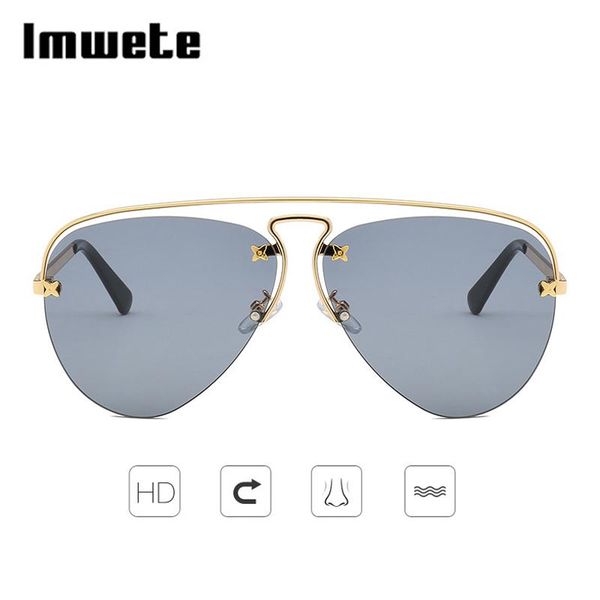 sunglasses woman fashion rimless pilot big gradient lenses metal frame brand design hd lense uv protection for women, White;black
sunglasses woman fashion rimless pilot big gradient lenses metal frame brand design hd lense uv protection for women, White;black