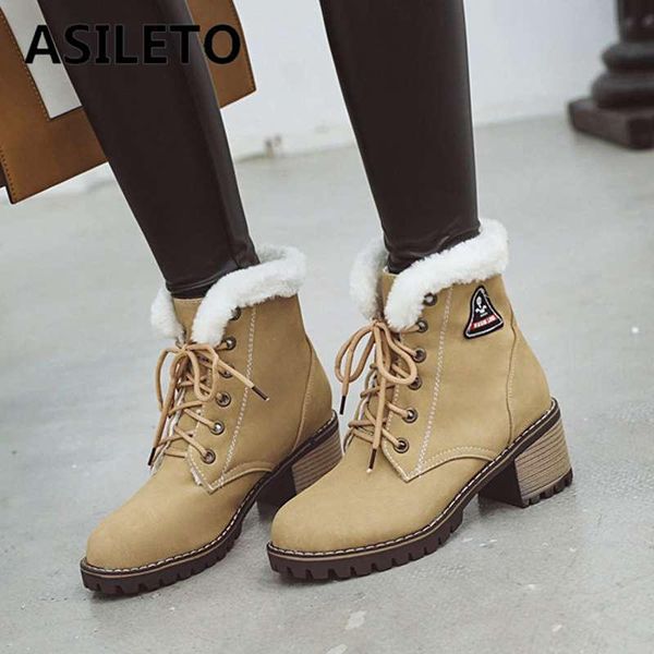 asileto big size 34-43 warm winter ankle boots for women round toe fur botas mujer plush square high heels snow boot lace up, Black
asileto big size 34-43 warm winter ankle boots for women round toe fur botas mujer plush square high heels snow boot lace up, Black