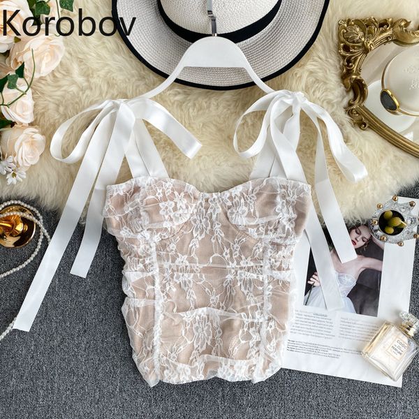 korobov women backless camis korean lace ribbon lacing bow female tank sweet ruched crop 79566 y200701, White
korobov women backless camis korean lace ribbon lacing bow female tank sweet ruched crop 79566 y200701, White