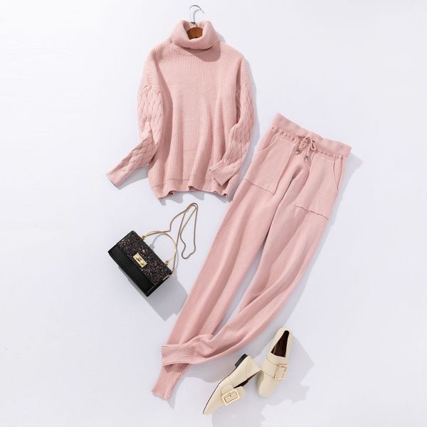 2021 new women knitted tracksuit turtleneck sweater casual autumn winter 2 piece set knit pants sporting suit femme clothing w7n1, Black;white
2021 new women knitted tracksuit turtleneck sweater casual autumn winter 2 piece set knit pants sporting suit femme clothing w7n1, Black;white