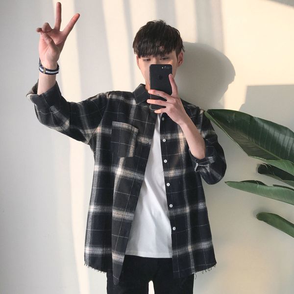 2021 new autumn black white plaid men's shirts harajuku men casual long sleeve shirt streetwear man oversized blouse 2dex
2021 new autumn black white plaid men's shirts harajuku men casual long sleeve shirt streetwear man oversized blouse 2dex
