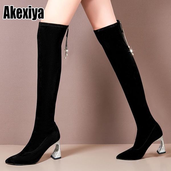black pointed toe over the knee boots .5cm high heel winter thigh high suede back zipper women winter shoes p503
black pointed toe over the knee boots .5cm high heel winter thigh high suede back zipper women winter shoes p503