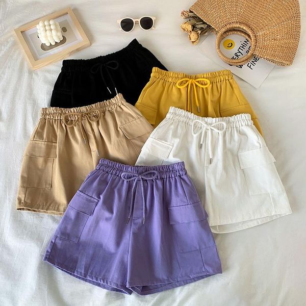 women's shorts 2021 summer korean style drawstring purple wide leg women loose all-match slim high waist tooling casual, White;black
women's shorts 2021 summer korean style drawstring purple wide leg women loose all-match slim high waist tooling casual, White;black