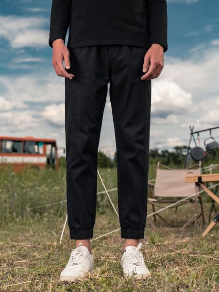 men patched detail slant pocket pants p0je#, Black
men patched detail slant pocket pants p0je#, Black