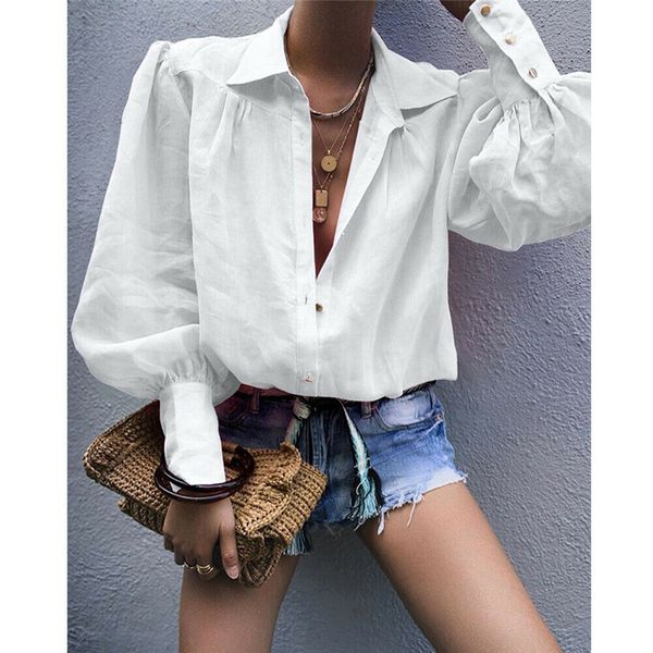 2019 fashion solid ladies plain summer long lantern sleeve lapel buttons shirts casual women blusa
2019 fashion solid ladies plain summer long lantern sleeve lapel buttons shirts casual women blusa