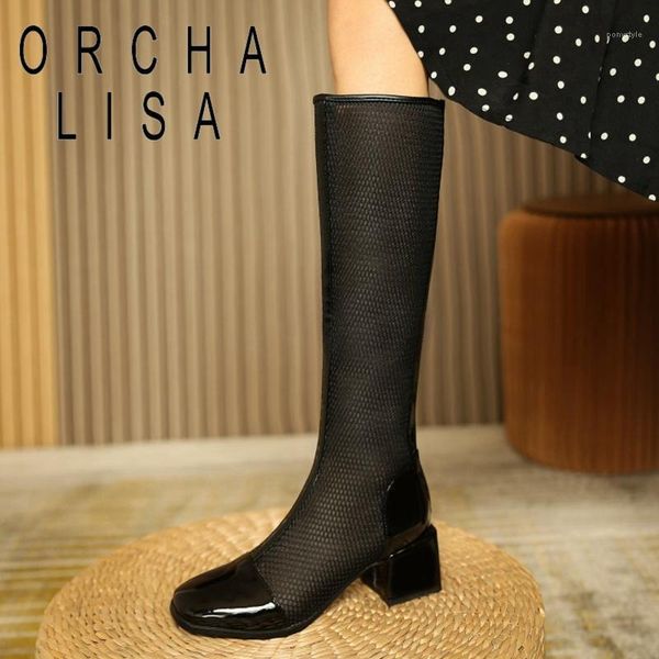boots orchalisa women knee 2021 square toe 5cm heels patent leather mesh zip all-match big size 43 casual date summer a33771, Black
boots orchalisa women knee 2021 square toe 5cm heels patent leather mesh zip all-match big size 43 casual date summer a33771, Black