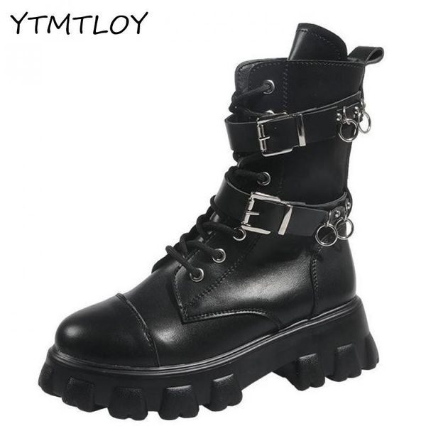 high boots leather motorcycle boots fashion belt punk mid-calf lace-up buckle square heel 36-42, Black
high boots leather motorcycle boots fashion belt punk mid-calf lace-up buckle square heel 36-42, Black