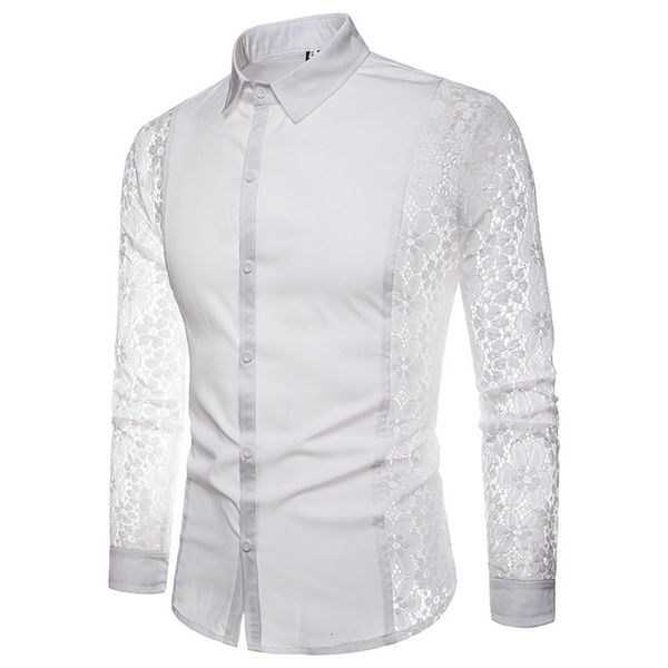 2020 autumn new arm lace solid color fashion long sleeve lapel men's shirt, White;black
2020 autumn new arm lace solid color fashion long sleeve lapel men's shirt, White;black