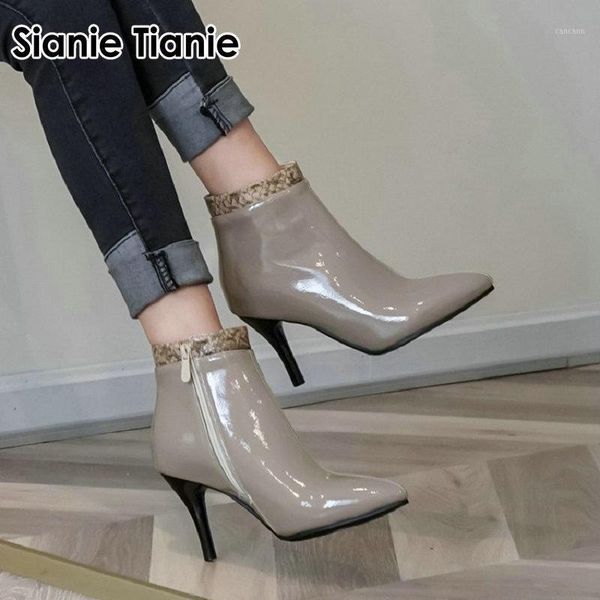 sianie tianie 2020 pointed toe patent pu leather woman stilettos grey high heeled booties women ankle boots plus size 46 121, Black
sianie tianie 2020 pointed toe patent pu leather woman stilettos grey high heeled booties women ankle boots plus size 46 121, Black