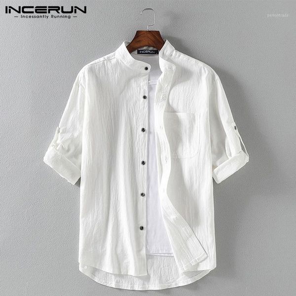 men's casual shirts incerun men shirt cotton stand collar breathable 3/4 sleeve streetwear solid color harajuku plus size 5xl1, White;black
men's casual shirts incerun men shirt cotton stand collar breathable 3/4 sleeve streetwear solid color harajuku plus size 5xl1, White;black