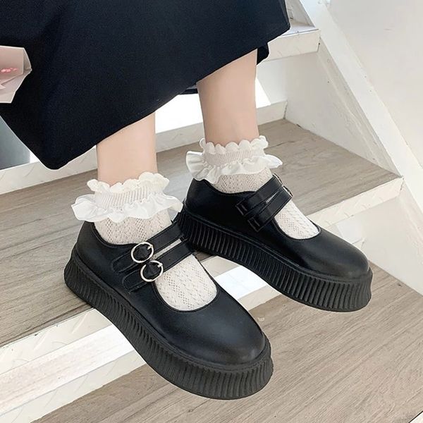 spring autumn women flats platform shoes double buckle lolita shoes round toe casual women girls mary janes 8306n #st0f, Black
spring autumn women flats platform shoes double buckle lolita shoes round toe casual women girls mary janes 8306n #st0f, Black