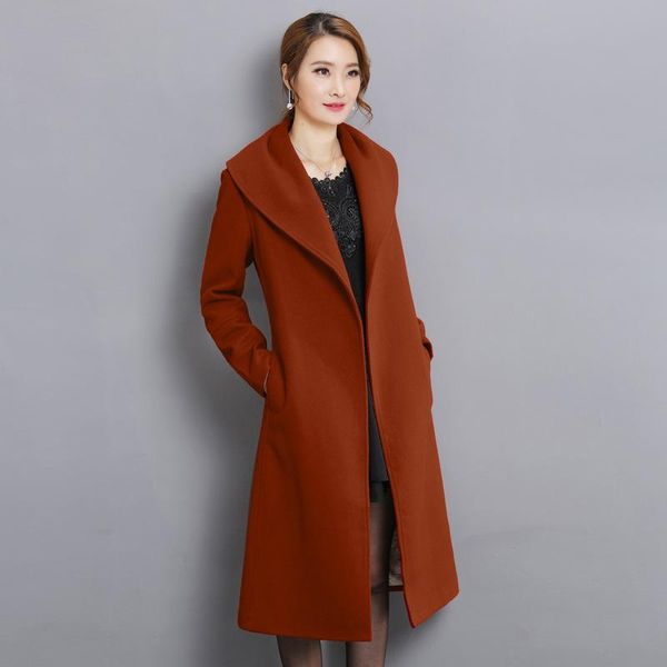 women's wool & blends elegant solid women long woolen coat slim pockets jacket open stitch turn-down collar cashmere and, Black
women's wool & blends elegant solid women long woolen coat slim pockets jacket open stitch turn-down collar cashmere and, Black