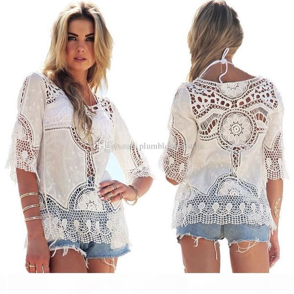 2020 new women bikini beach swimsuit cover-ups lace floral embroidery beach blouses crochet hollow sunscreen shirts swimwear cover ups, White;black
2020 new women bikini beach swimsuit cover-ups lace floral embroidery beach blouses crochet hollow sunscreen shirts swimwear cover ups, White;black