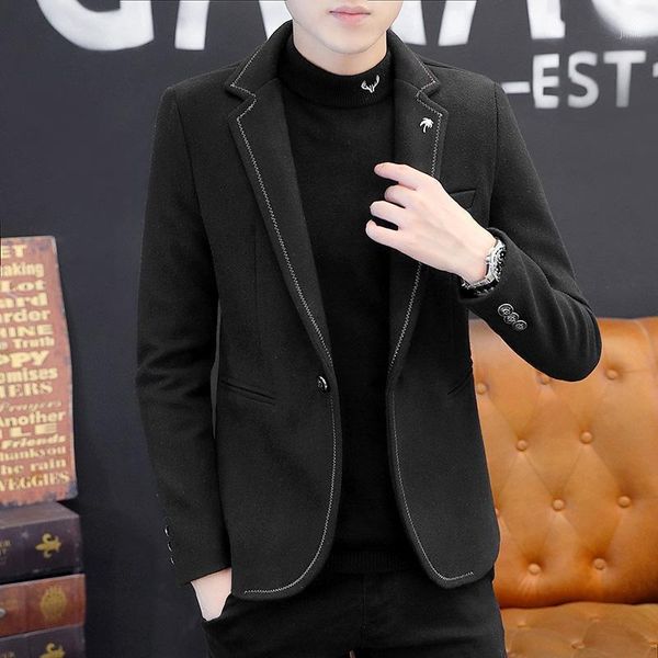 woolen suit men's korean version of the winter 2021 thickened youth slim solid color small suit plus velvet handsome versatile j1, White;black
woolen suit men's korean version of the winter 2021 thickened youth slim solid color small suit plus velvet handsome versatile j1, White;black