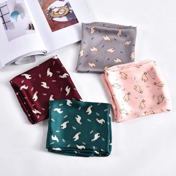 ladies animal alpaca printed multifunctional handle bag hair wraps muslim hijab handkerchief head bandana square silk scarf, Blue;gray
ladies animal alpaca printed multifunctional handle bag hair wraps muslim hijab handkerchief head bandana square silk scarf, Blue;gray