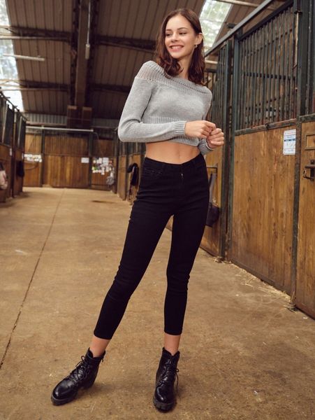 high waist high stretch ankle-cut skinny jeans e7y7#, Blue