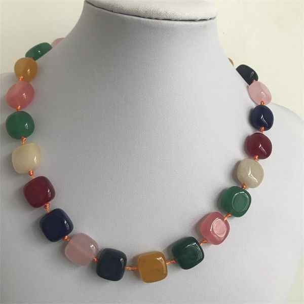 handmade knot natural stone beads rope chain square nugget necklace for women maxi collar fashion jewelry european style, Silver
handmade knot natural stone beads rope chain square nugget necklace for women maxi collar fashion jewelry european style, Silver