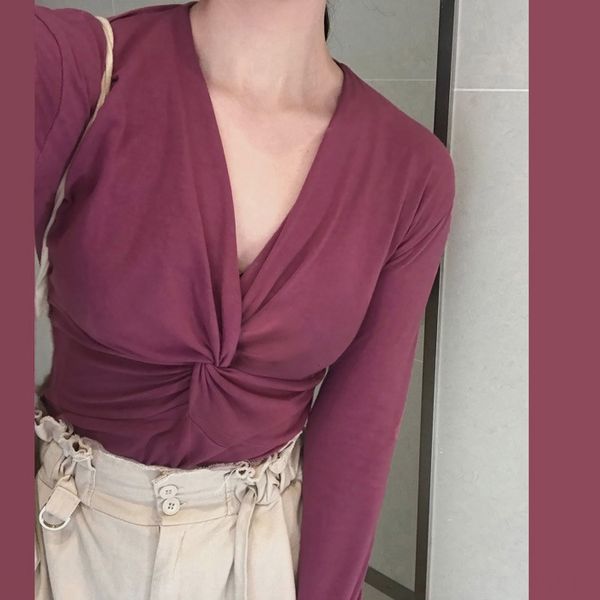 early autumn t-shirt 2020 korean chic white raspberry purple design knotting v-neck ground coat long sleeve t-shirt fm4uq
early autumn t-shirt 2020 korean chic white raspberry purple design knotting v-neck ground coat long sleeve t-shirt fm4uq