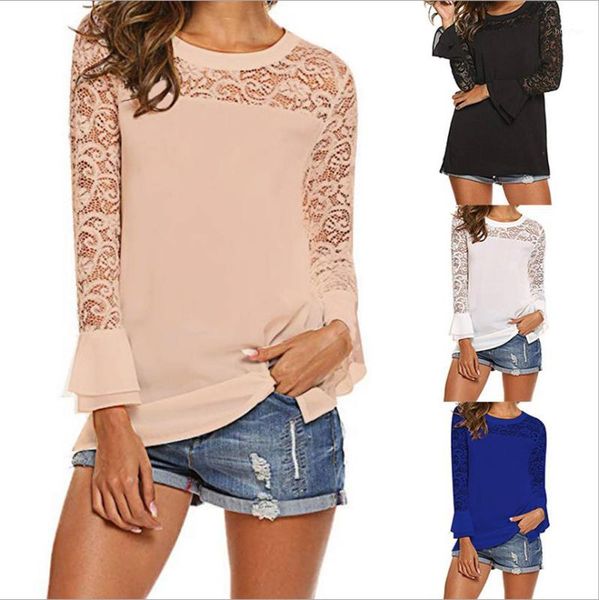 women's white lace blouse o-neck solid office shirts tunic ruffles sleeve womens blouses casual loose pullover blusas1
women's white lace blouse o-neck solid office shirts tunic ruffles sleeve womens blouses casual loose pullover blusas1