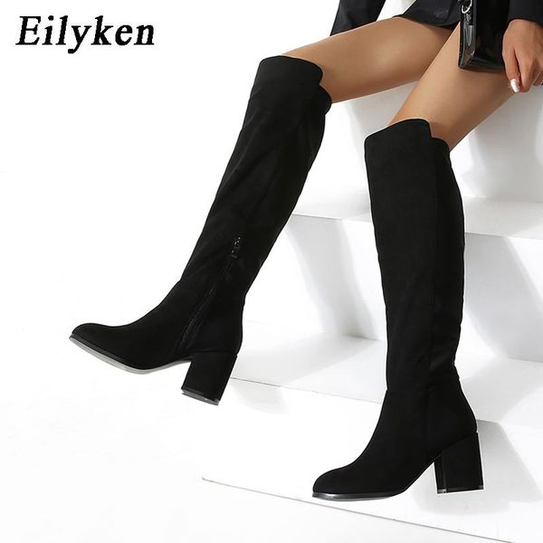 eilyken slim fit elastic flock knee high boots women autumn winter fashion round toe square heels zip ladies party shoes, Black
eilyken slim fit elastic flock knee high boots women autumn winter fashion round toe square heels zip ladies party shoes, Black