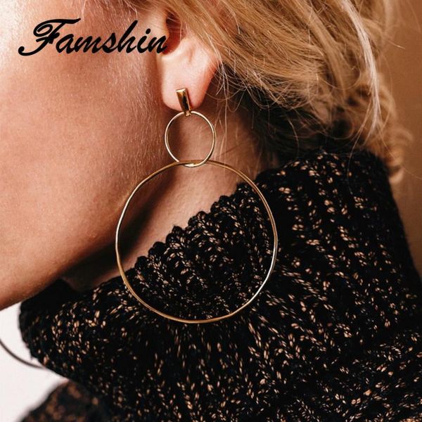 hoop & huggie famshin 2021 european exaggerated aros big earrings for women double round circle pendant long brincos jewelry, Golden;silver
hoop & huggie famshin 2021 european exaggerated aros big earrings for women double round circle pendant long brincos jewelry, Golden;silver