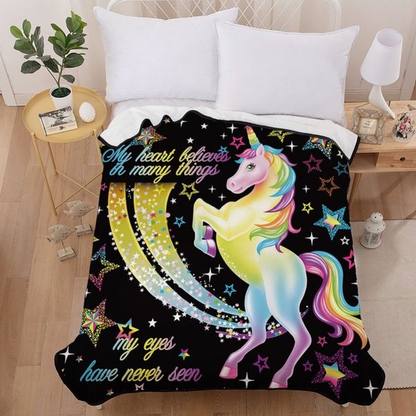 cartoon unicorn light blanket stars rainbow magic unicorn sherpa fleece blanket for girls kids soft plush bedspread 150x200cm
cartoon unicorn light blanket stars rainbow magic unicorn sherpa fleece blanket for girls kids soft plush bedspread 150x200cm