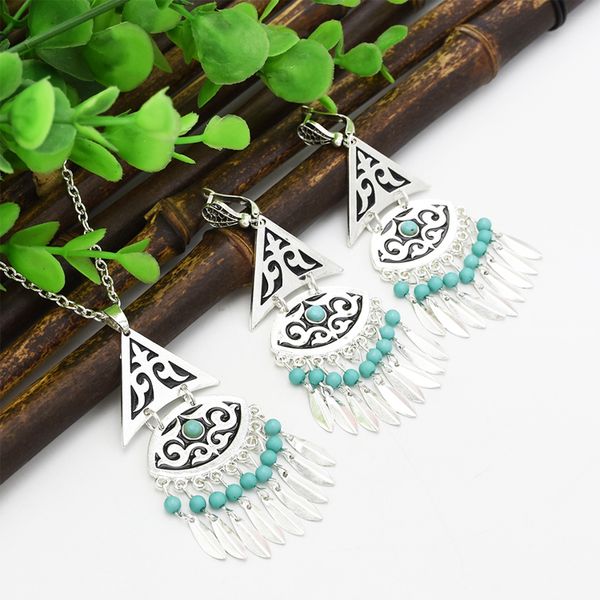 new trend, classic necklace, women's boutique tassel earring set, Silver