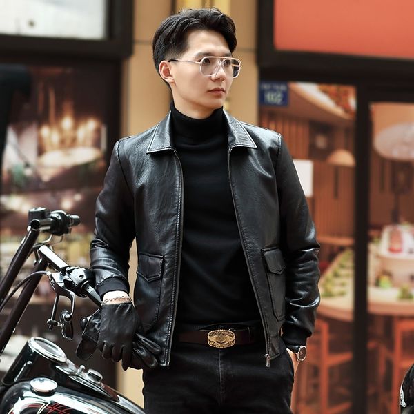 xxpq6 size haining walletwallet wallet walletcoat large men's 2019 new spring and autumn v trend leather jacket slim short leather jack, Blue
xxpq6 size haining walletwallet wallet walletcoat large men's 2019 new spring and autumn v trend leather jacket slim short leather jack, Blue