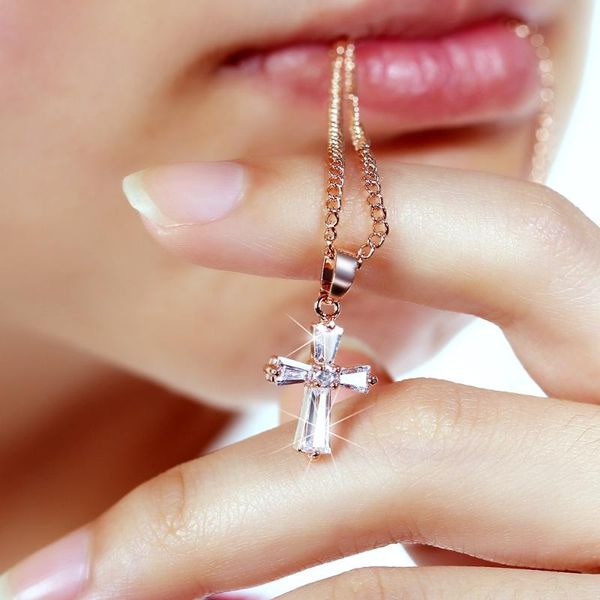 pendant necklaces 17km rose gold color cross for woman crystal cubic zirconia long necklace bijoux jewelry wholesale, Silver
pendant necklaces 17km rose gold color cross for woman crystal cubic zirconia long necklace bijoux jewelry wholesale, Silver