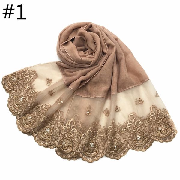 1pc two sides lace edges muslim cotton scarf plain hijab with pearl embroidery soft shawl veil stitching long headscarf muffler y201007, Blue;gray
1pc two sides lace edges muslim cotton scarf plain hijab with pearl embroidery soft shawl veil stitching long headscarf muffler y201007, Blue;gray