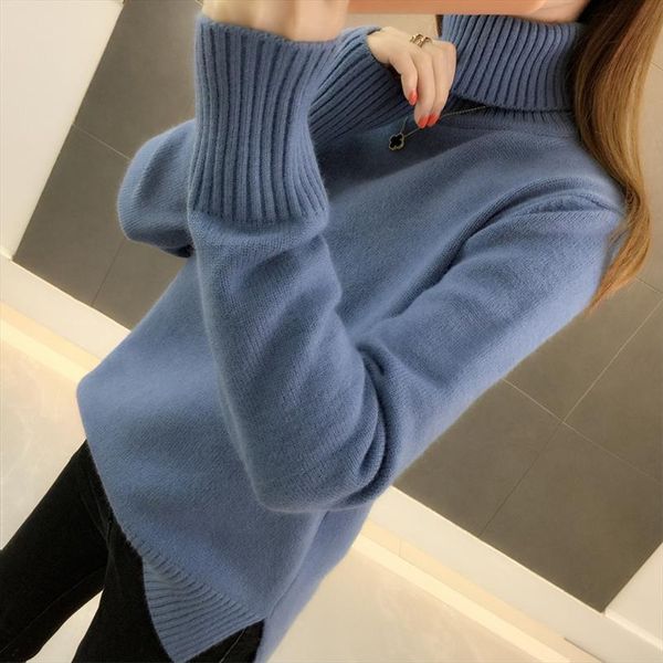 and winter 2020 new korean version loose pullover over over heated thick solid color long sleeve knitted bottom sweater, White;black
and winter 2020 new korean version loose pullover over over heated thick solid color long sleeve knitted bottom sweater, White;black