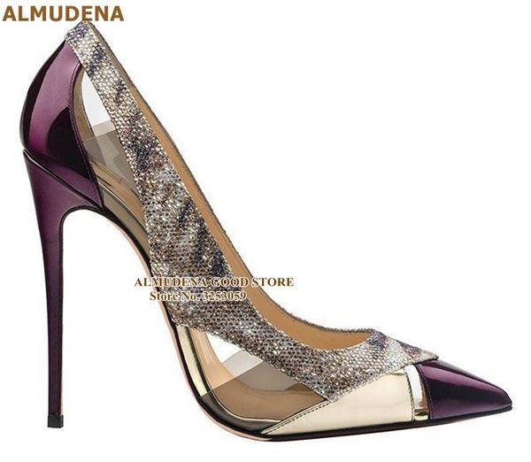 almudena purple patent leather pointed toe pumps 12 8cm stiletto heels clear pvc dress shoes glitter sankeskin patchwork shoe y200702, Black
almudena purple patent leather pointed toe pumps 12 8cm stiletto heels clear pvc dress shoes glitter sankeskin patchwork shoe y200702, Black