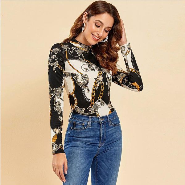 women boho style satin printed shirt women spring summer blouse classy vintage long sleeve street ladies chains shirt, White
women boho style satin printed shirt women spring summer blouse classy vintage long sleeve street ladies chains shirt, White