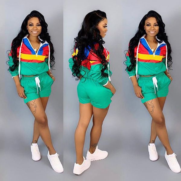 wholesale european and american hooded zipper casual sports hit color stitching long sleeve shorts two-piece women, Gray
wholesale european and american hooded zipper casual sports hit color stitching long sleeve shorts two-piece women, Gray